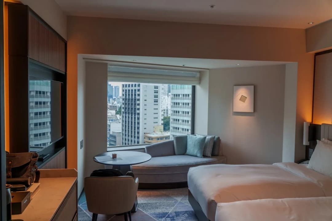 Illustrative bright hotel suite